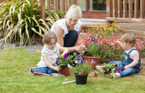 Professional garden care completed with health and safety controls
